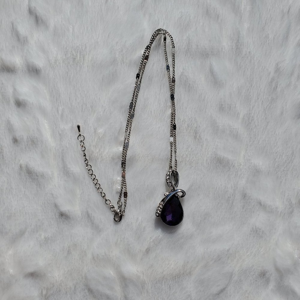 Amethyst Tear Drop Birthstone Necklace